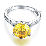 925 Sterling Silver Bridal Engagement Luxury Ring 3 Carat Yellow Canary Created Diamond Jewelry XFR8230