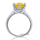 925 Sterling Silver Bridal Engagement Luxury Ring 3 Carat Yellow Canary Created Diamond Jewelry XFR8230