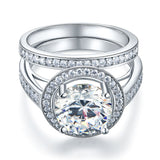 Luxury 925 Sterling Silver Promise Engagement Ring Set 3.5 Ct Vintage Created Diamond XFR8240