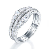 Wholesale Solid 925 Sterling Silver Wedding Band Ring Set 3-Pieces Anniversary Art Deco Vintage XFR8270