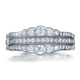 Wholesale Solid 925 Sterling Silver Wedding Band Ring Set 3-Pieces Anniversary Art Deco Vintage XFR8270