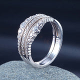 Wholesale Solid 925 Sterling Silver Wedding Band Ring Set 3-Pieces Anniversary Art Deco Vintage XFR8270
