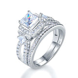 Wholesale 925 Sterling Silver Wedding Engagement Ring Set Anniversary Art Deco 1 Ct Princess Cut XFR8271