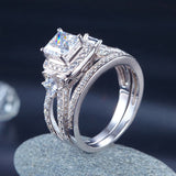 Wholesale 925 Sterling Silver Wedding Engagement Ring Set Anniversary Art Deco 1 Ct Princess Cut XFR8271