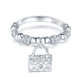 Wholesale Solid 925 Sterling Silver Band Ring Dangle Purse 2017 New Style Design XFR8273